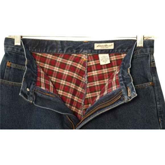 Eddie Bauer Flannel Lined Jeans, High Waisted, High Rise, Tagged Size 12 Petite, - Picture 1 of 10